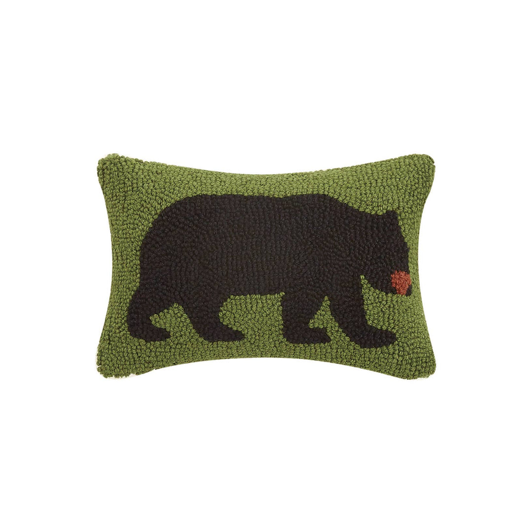 Black Bear Wool Hooked Pillow - Merry Piglets