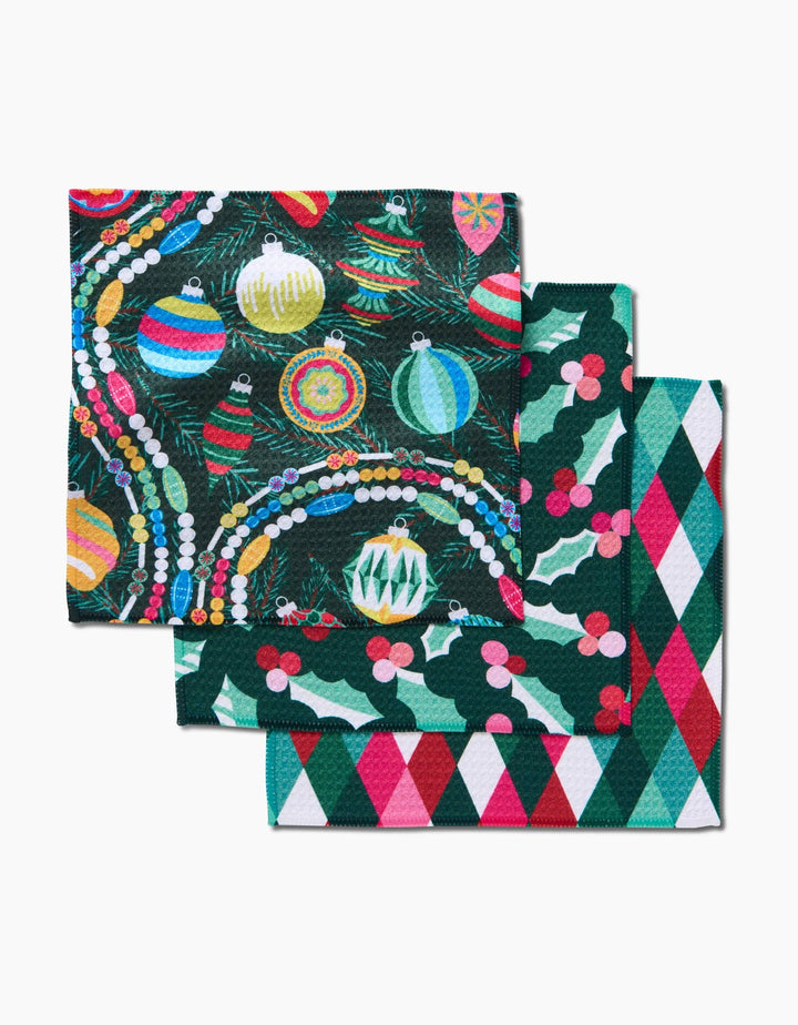 Retro Holly Geometry Dishcloth Set