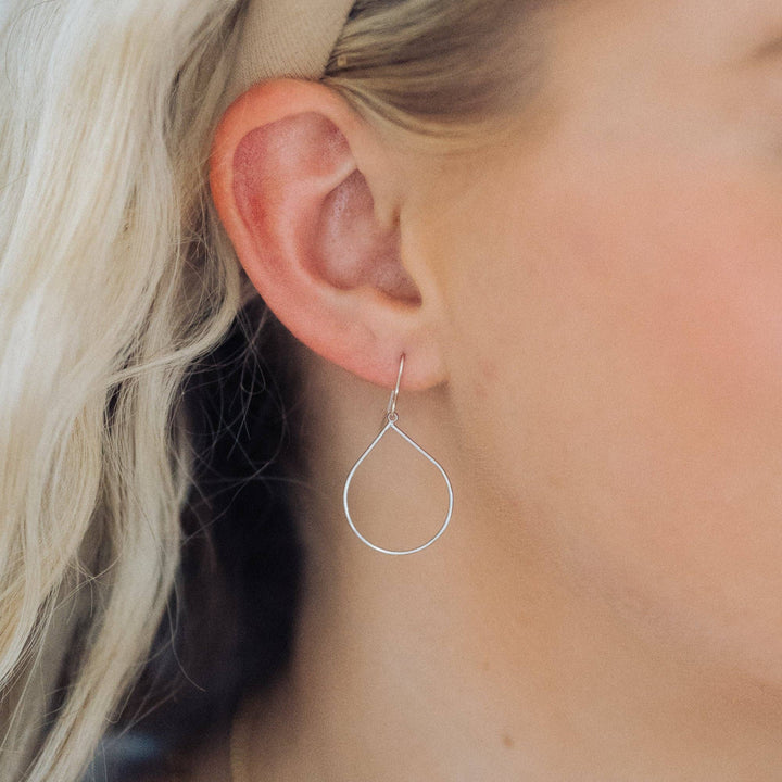 Silver Teardrop Hoop Earrings