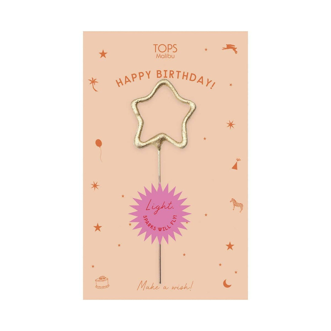 Gold Star Sparkler Happy Birthday Greeting Card