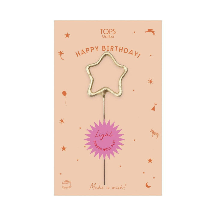 Gold Star Sparkler Happy Birthday Greeting Card