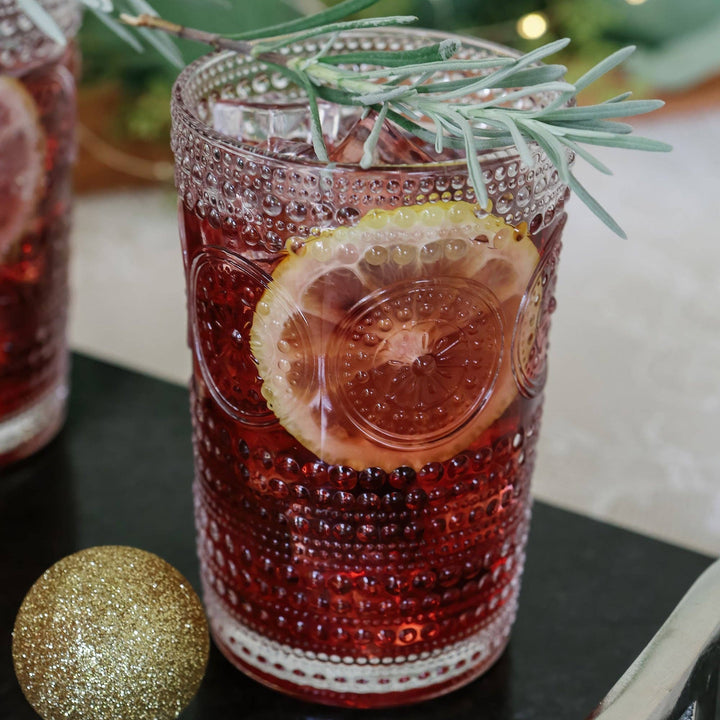 Hobnail Clear Drinking Glass - Merry Piglets