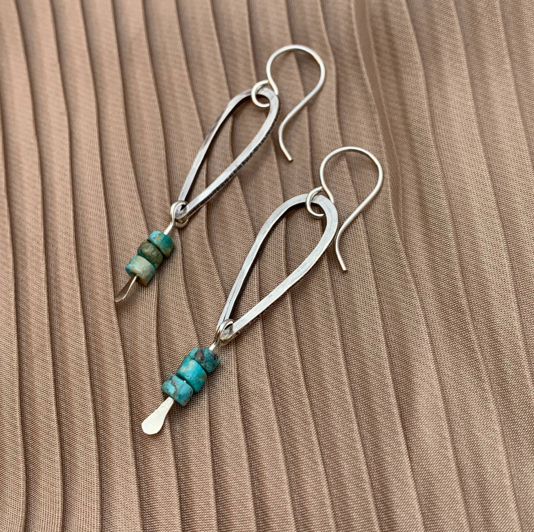 Silver Heishi Beads Drop Earrings