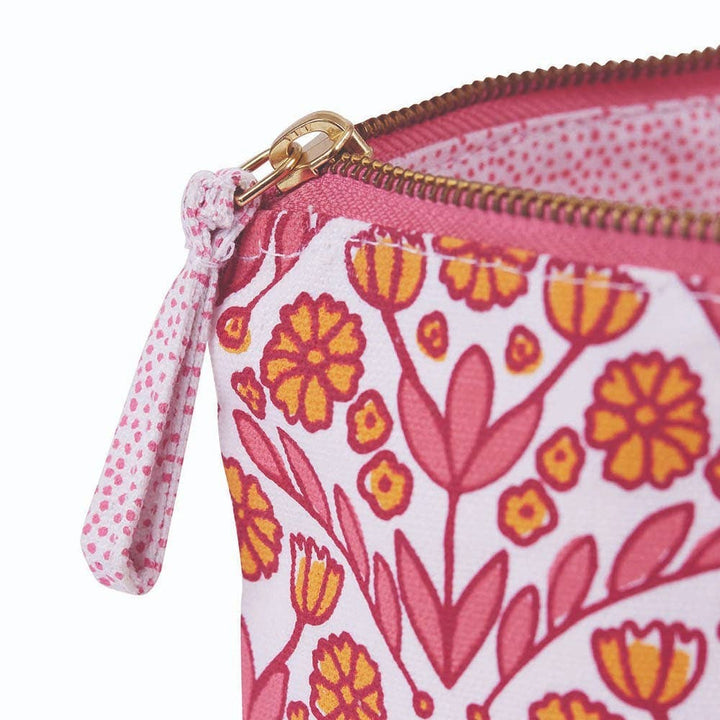 Pink Floral Zippered Pouch