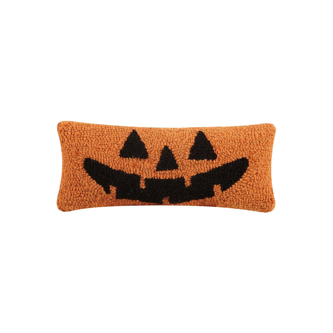Petite Jack-O-Lantern Wool Hooked Pillow