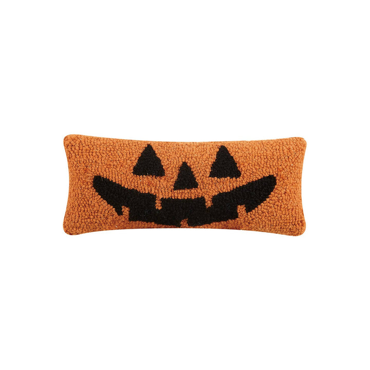 Petite Jack-O-Lantern Wool Hooked Pillow