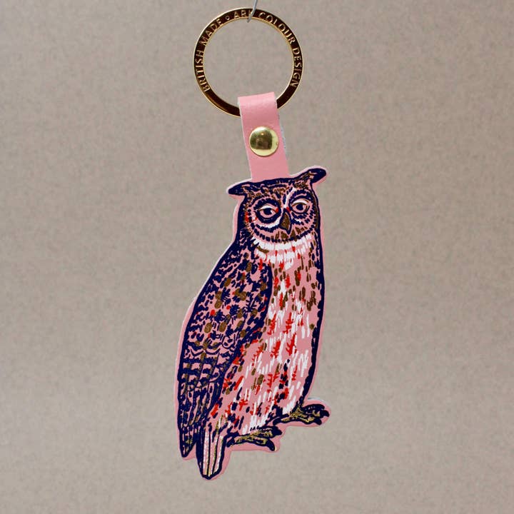 Nocturnal Owl Leather Key Fob - Merry Piglets