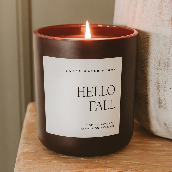 Hello Fall Brown Matte Candle