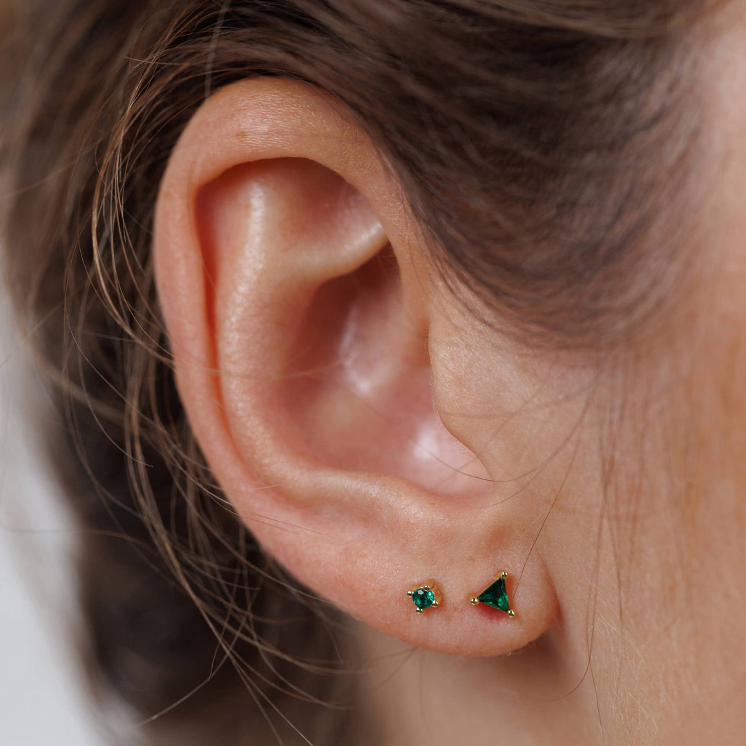 Birthstone Stud Gold Earrings Set