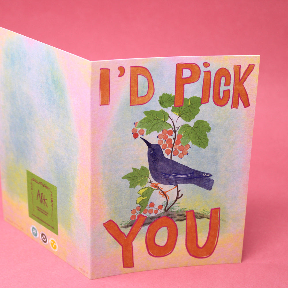 I'd Pick You Greeting Card - Merry Piglets