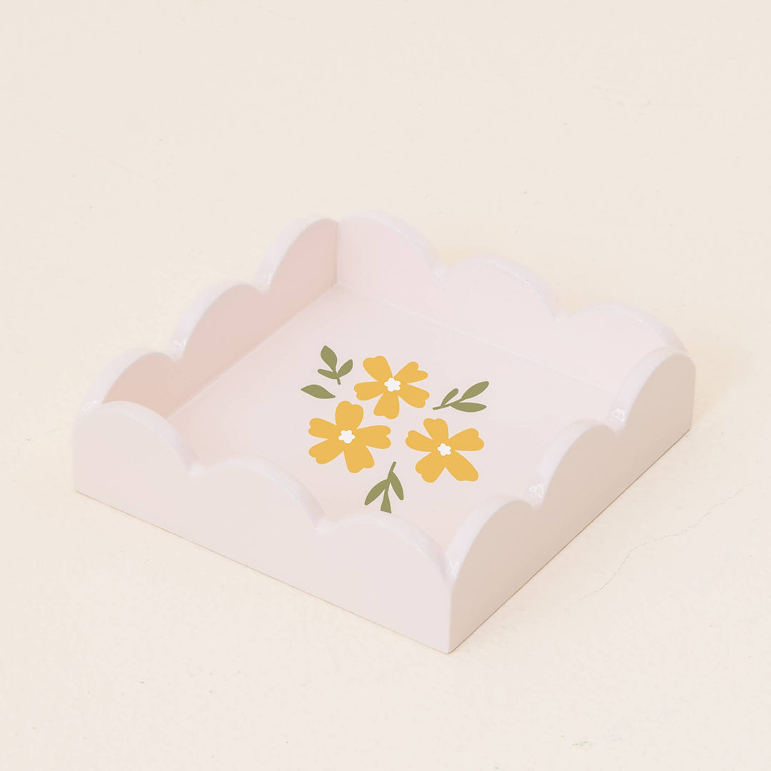 Floral Cream Scallop Trinket Tray