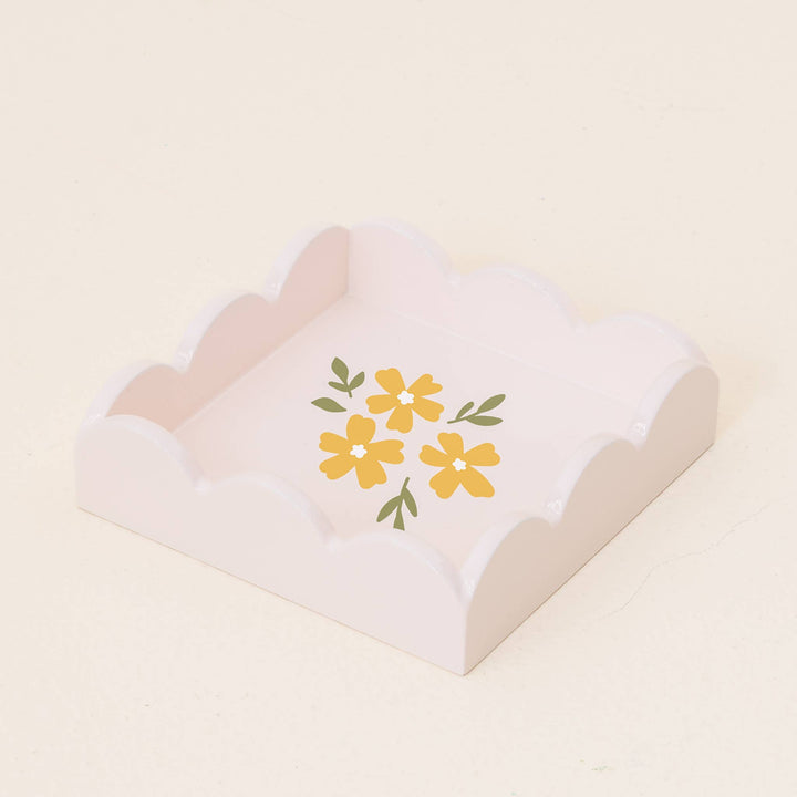 Floral Cream Scallop Trinket Tray