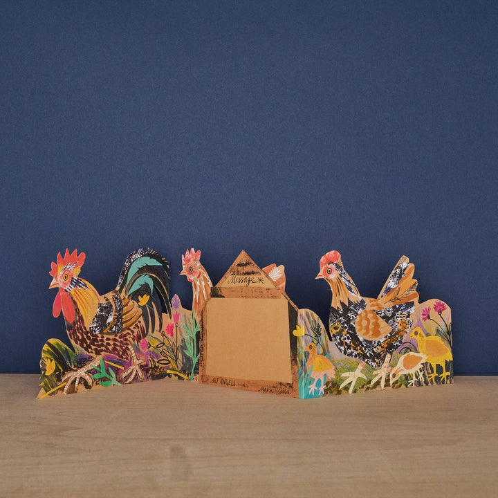 Chickens Three Fold Greeting Card