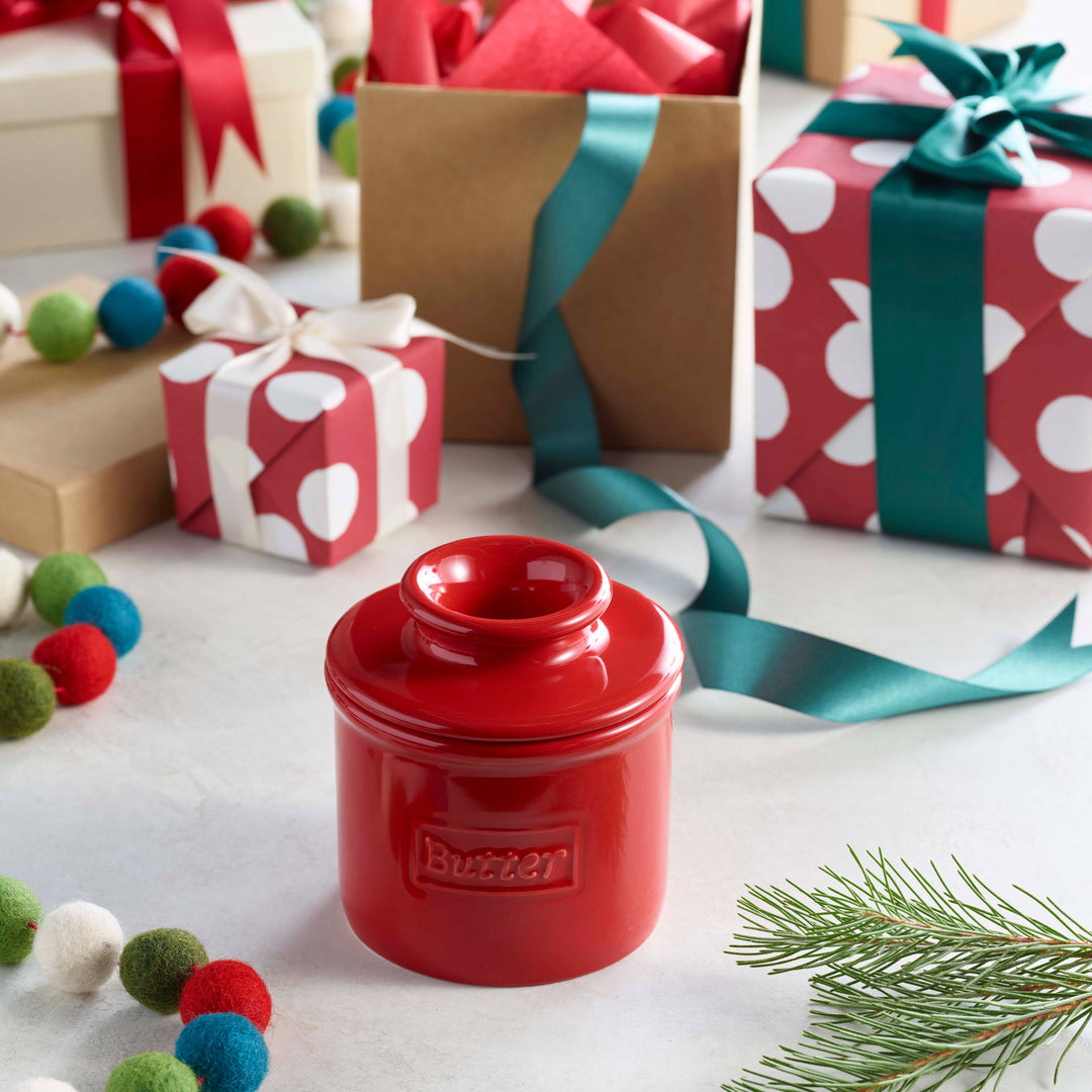 Cafe Maraschino Red Butter Bell Crock