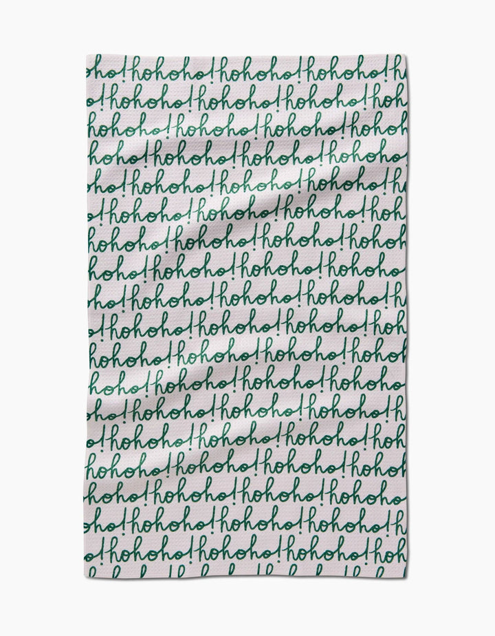 Ho Ho Holiday Green Geometry Tea Towel