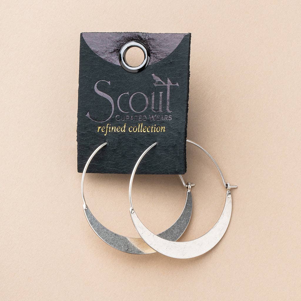 Crescent Silver Hoop Earrings