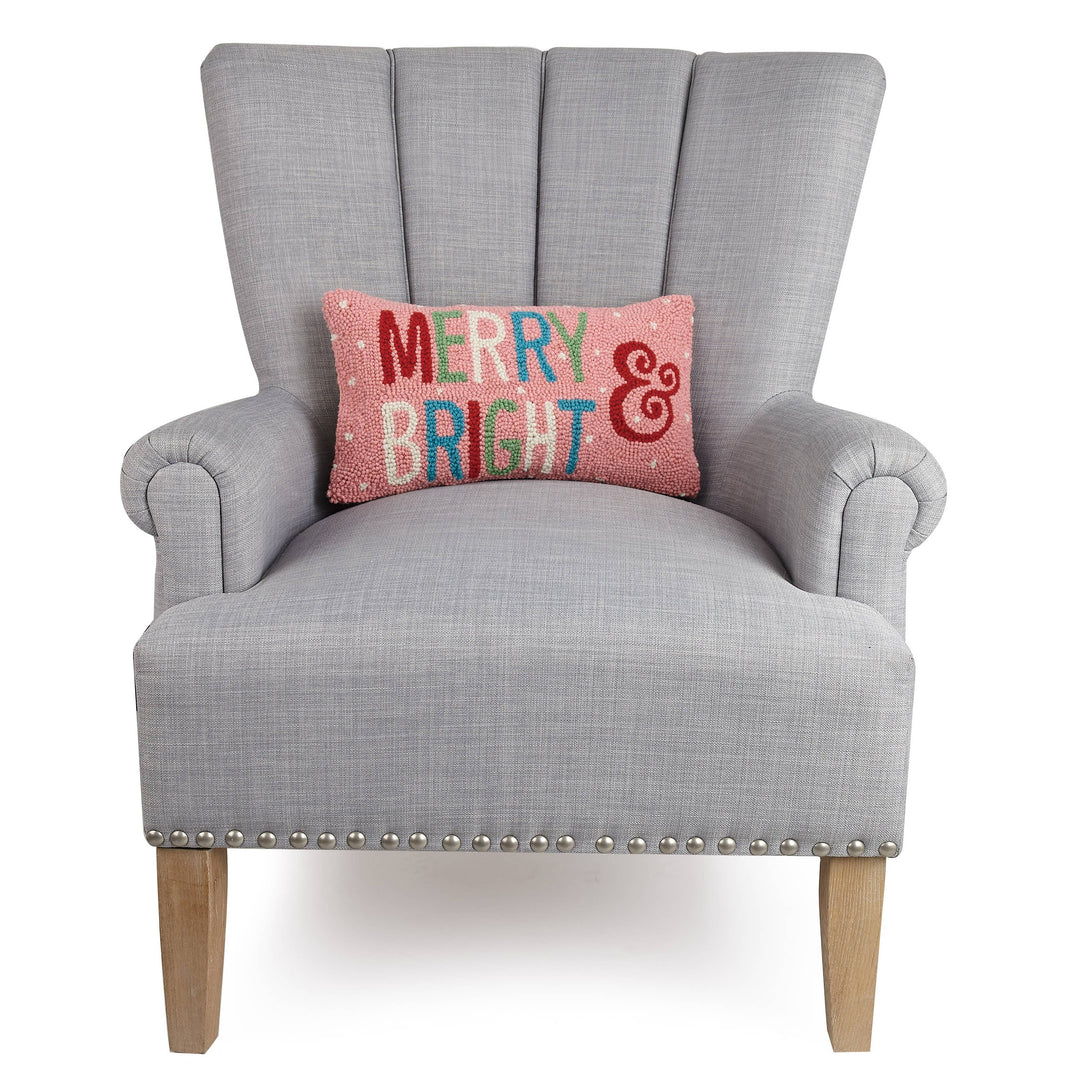 Merry + Bright Wool Hooked Pillow