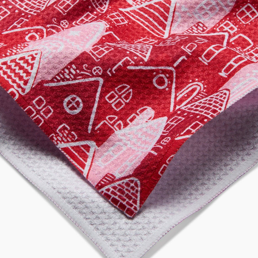 Christmas Houses Geometry Tea Towel