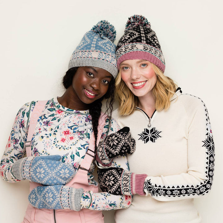 Black & Pink Nordic Mittens