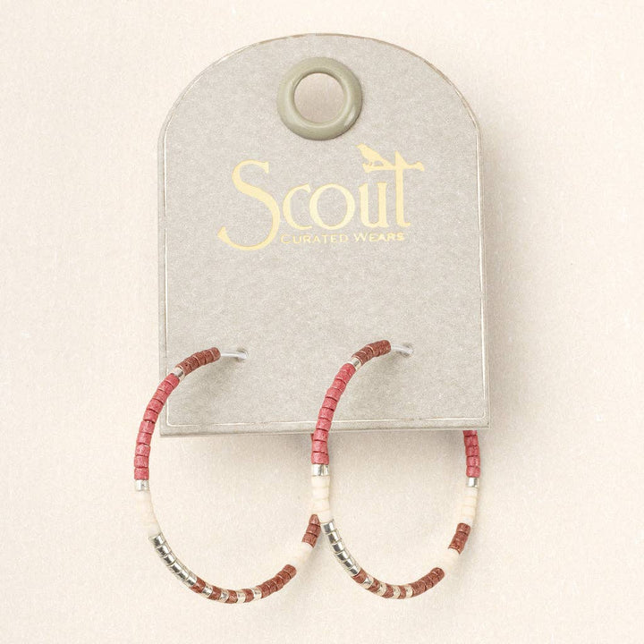 Blush Silver Beaded Hoop Earrings