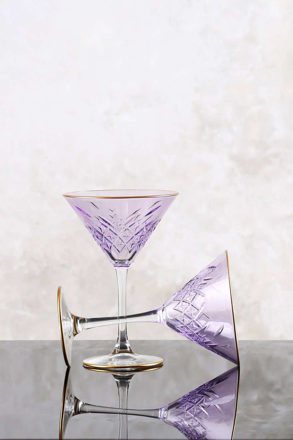 Lavender Art Deco Martini Glass - Merry Piglets