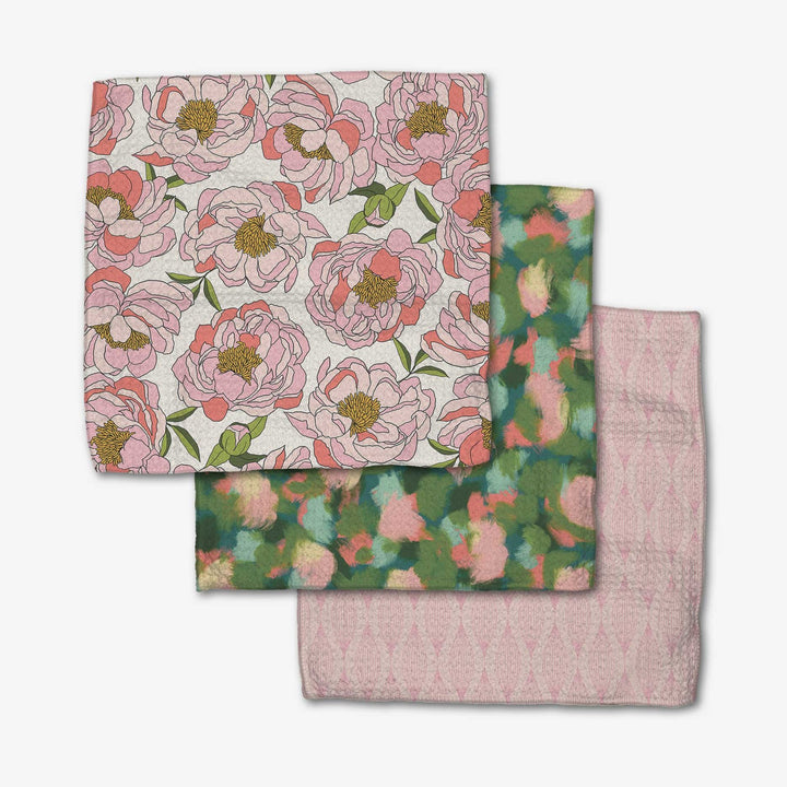 Peony Paradise Geometry Dishcloth Set