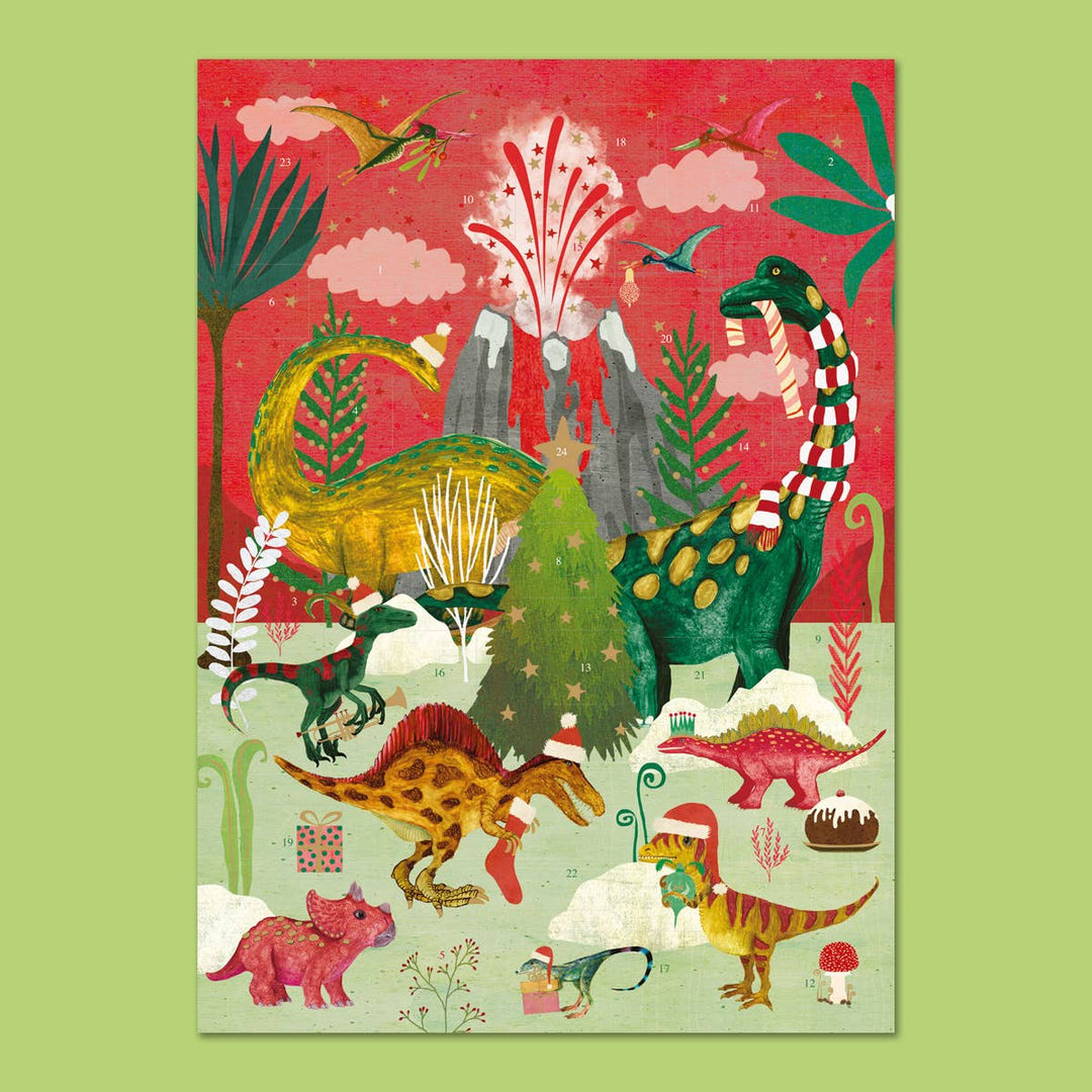 Dinosaur Christmas Advent Calendar Greeting Card