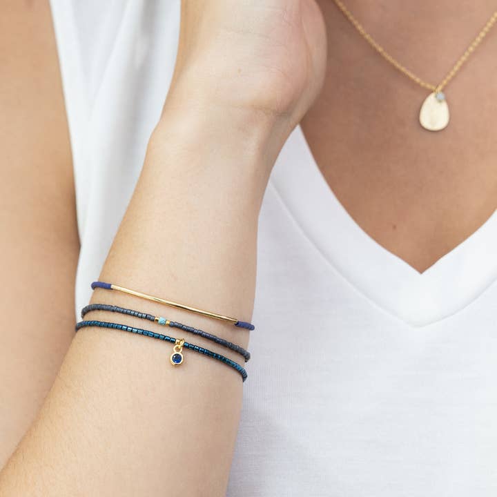 Bracelet Trio Navy/Gold - Merry Piglets