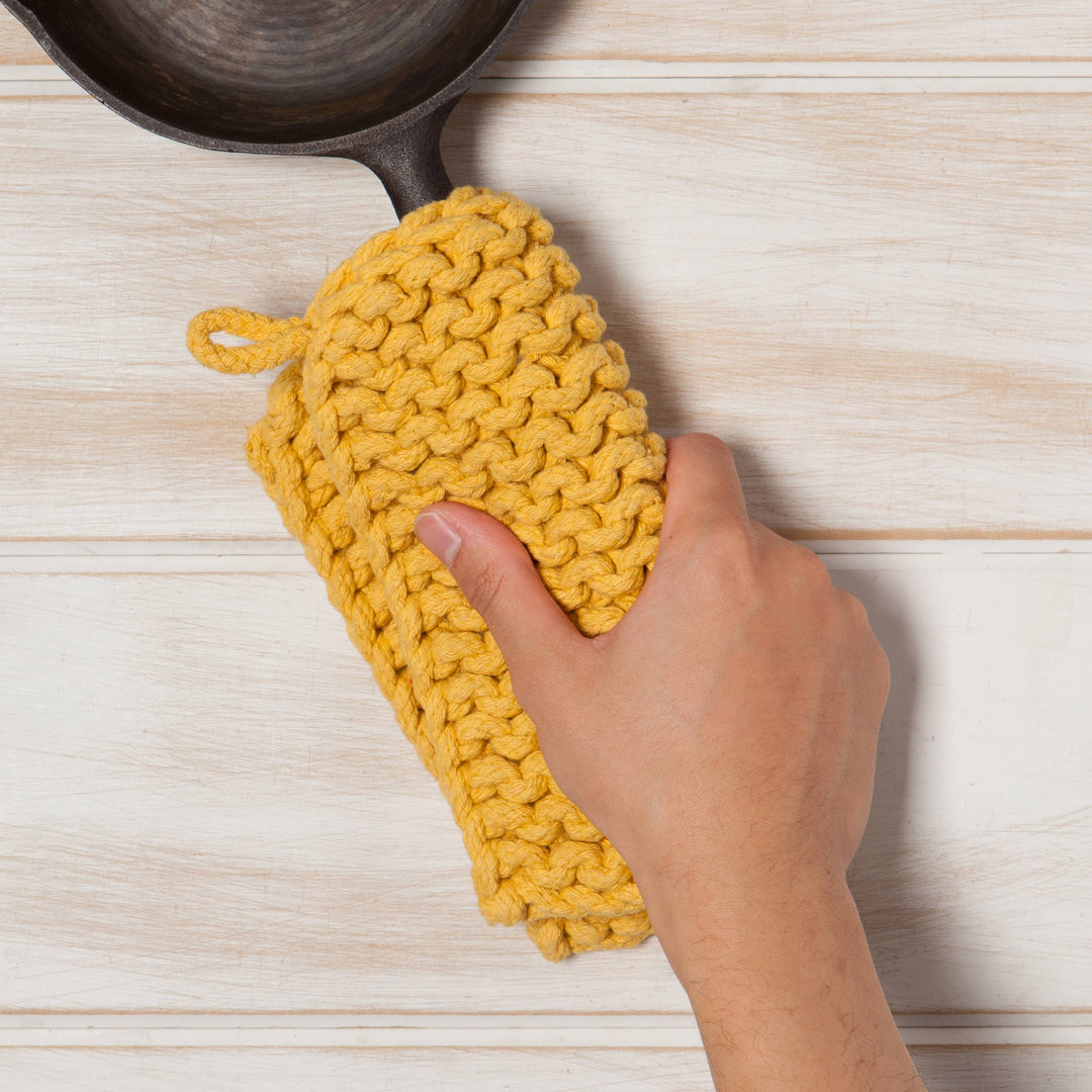 Ochre Knit Potholder - Merry Piglets