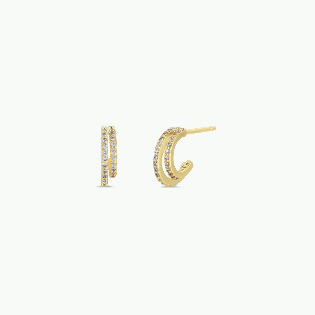 Double Champagne Gold Hoop Earrings