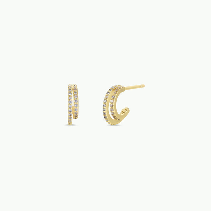 Double Champagne Gold Hoop Earrings