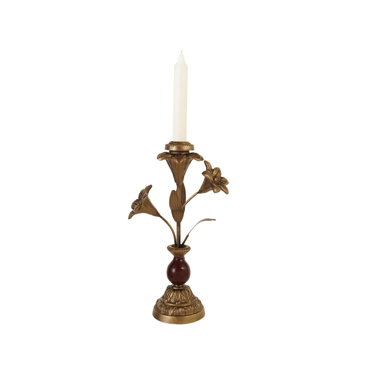 Cast Iron Taper Holder with Flowers