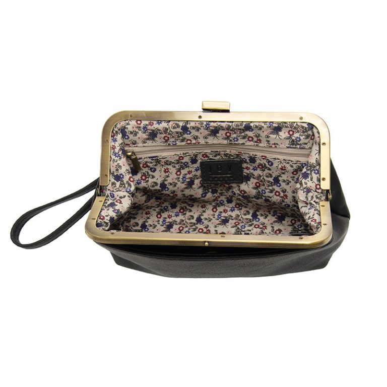 Black Vivie Kisslock Crossbody Bag