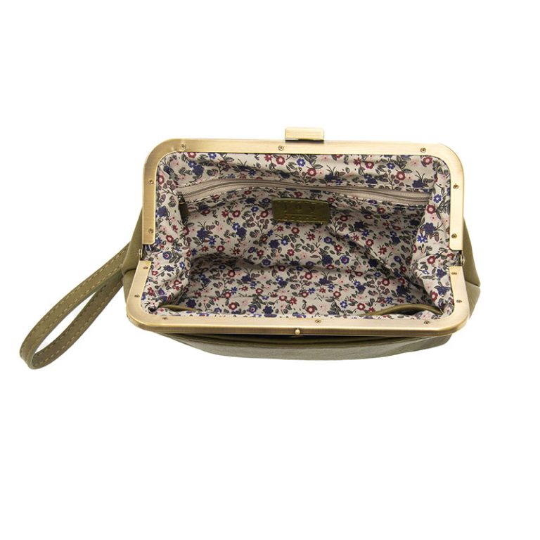 Olive Vivie Kisslock Crossbody Bag