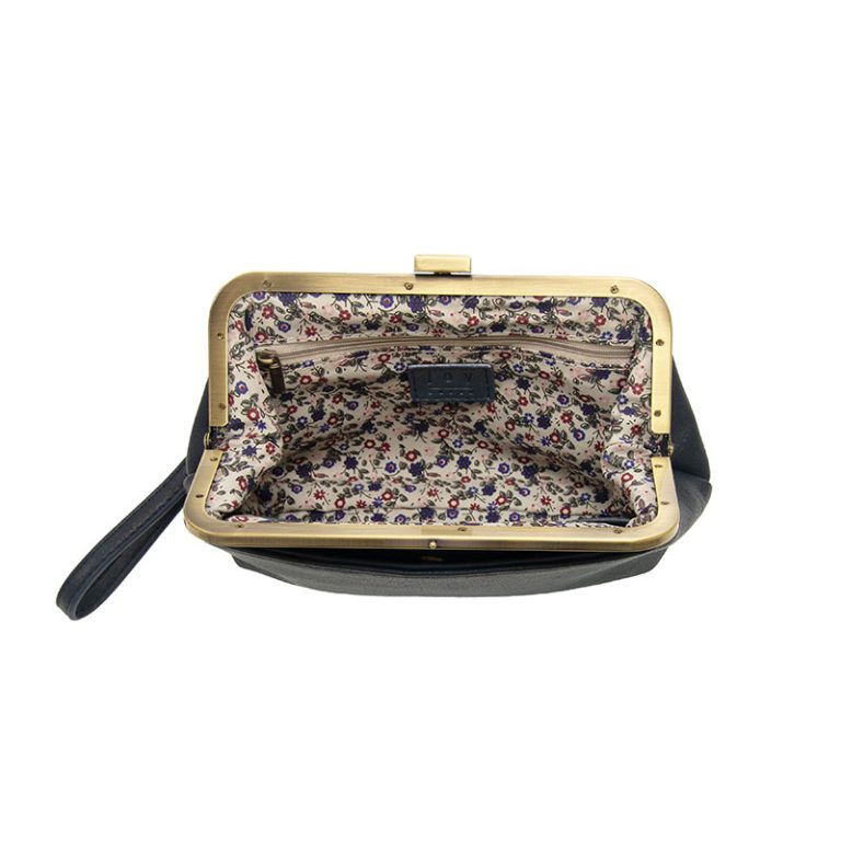 Navy Vivie Kisslock Crossbody Bag