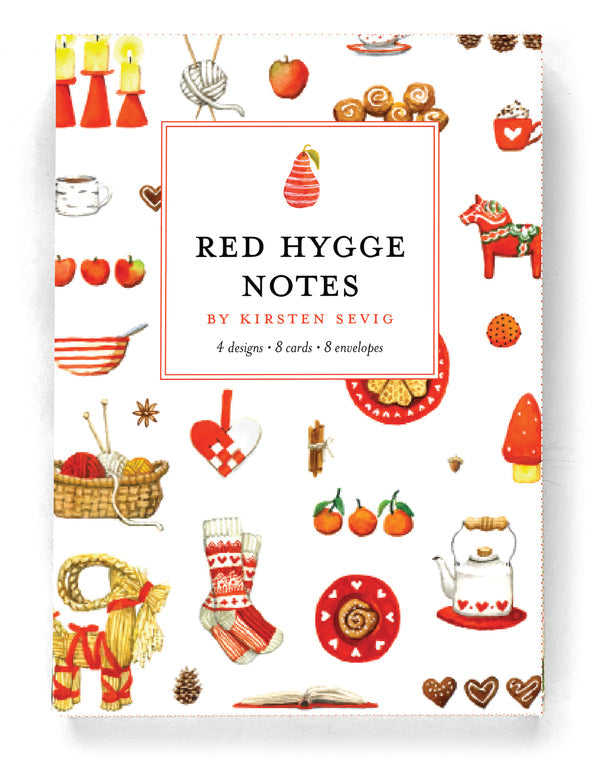 Red Hygge Notecards - Merry Piglets