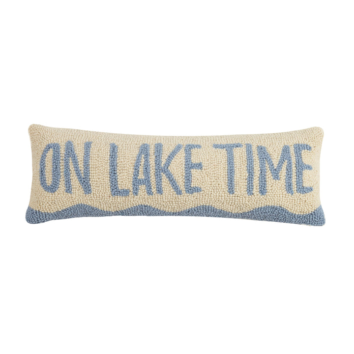 On Lake Time Wool Hooked Pillow