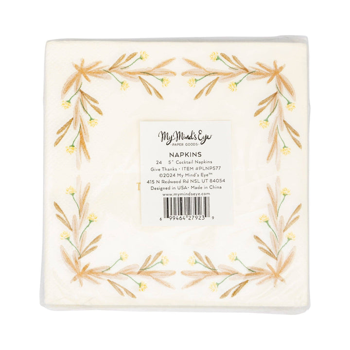 Give Thanks Cream Cocktail Napkin