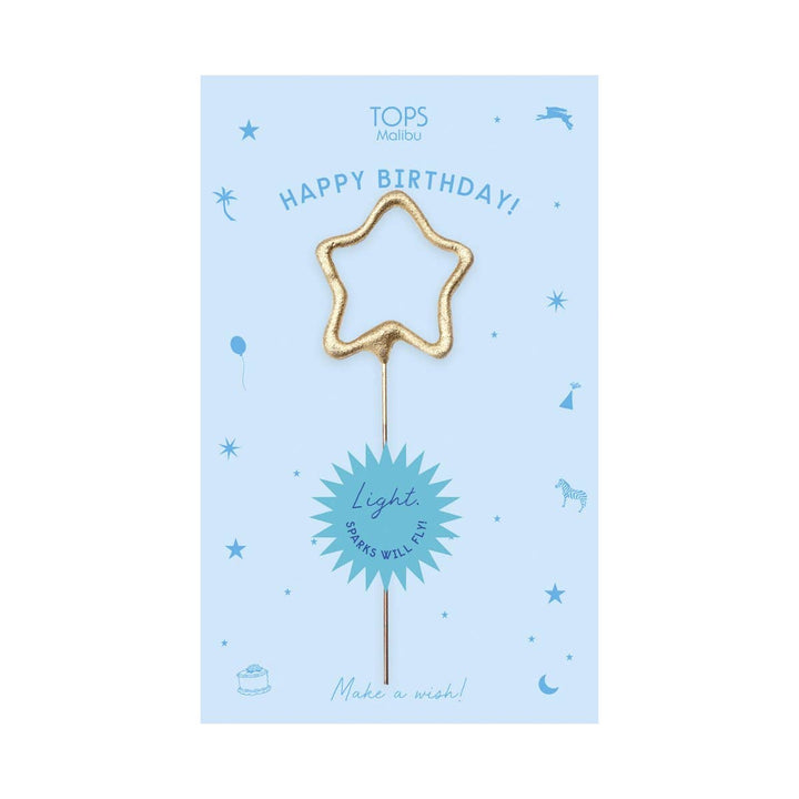 Gold Star Sparkler Happy Birthday Greeting Card