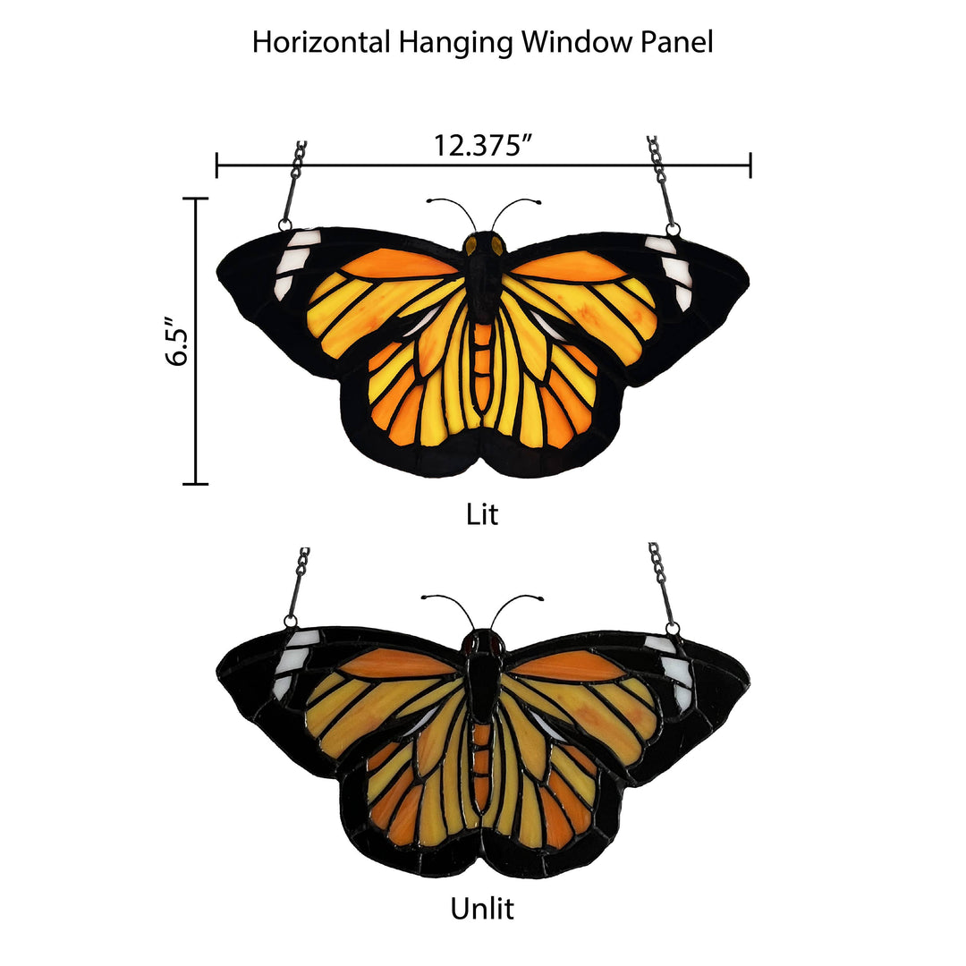 Monarch Butterfly Stained Glass Window Panel