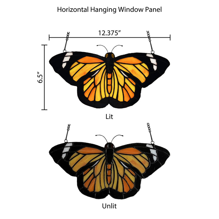 Monarch Butterfly Stained Glass Window Panel