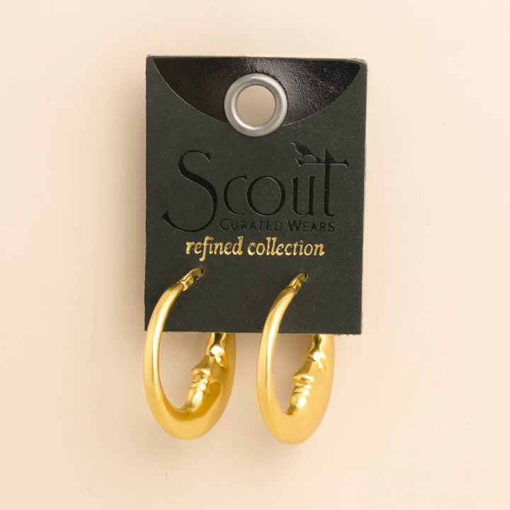 Gold Moon Hoop Earrings