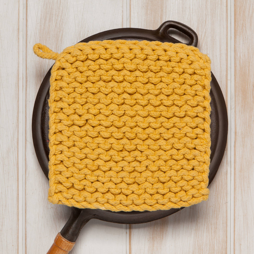 Ochre Knit Potholder - Merry Piglets