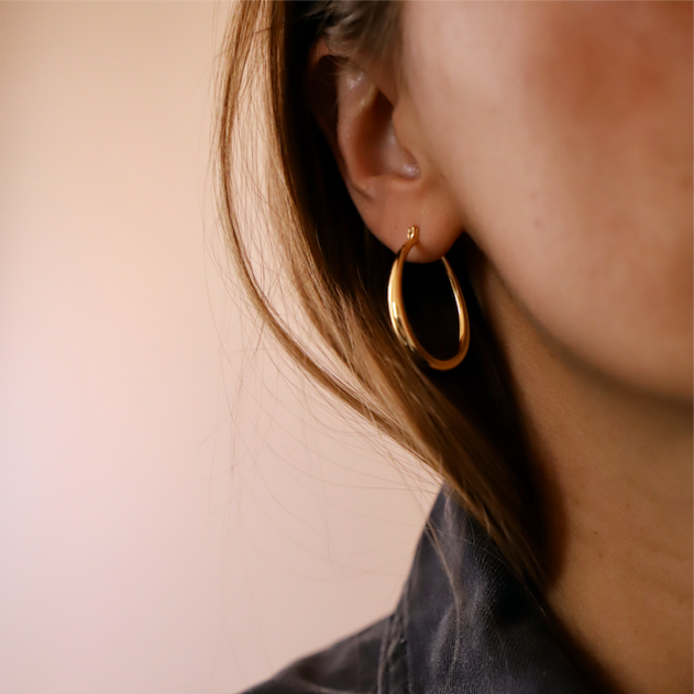 Gold Teardrop Hoop Earrings