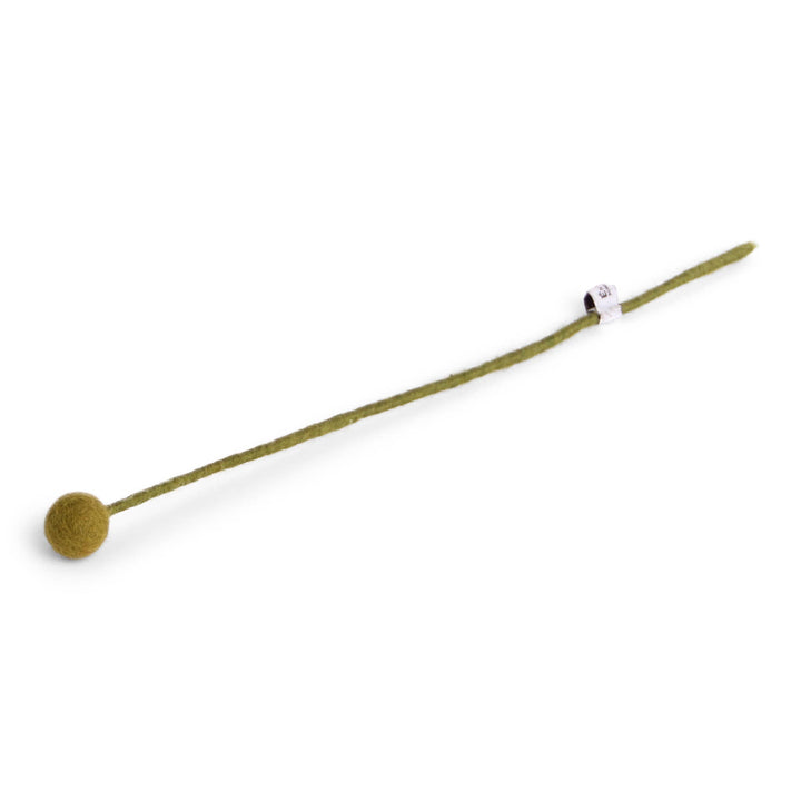 Green Wool Pom Flower Small