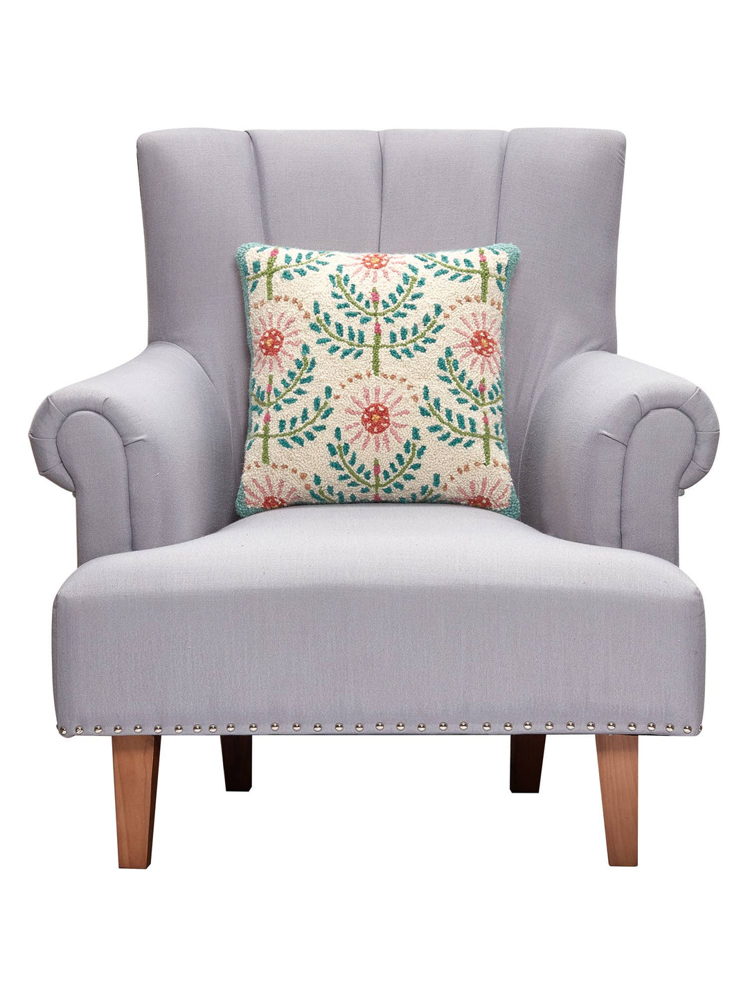 Garden Party Wool Hooked Pillow