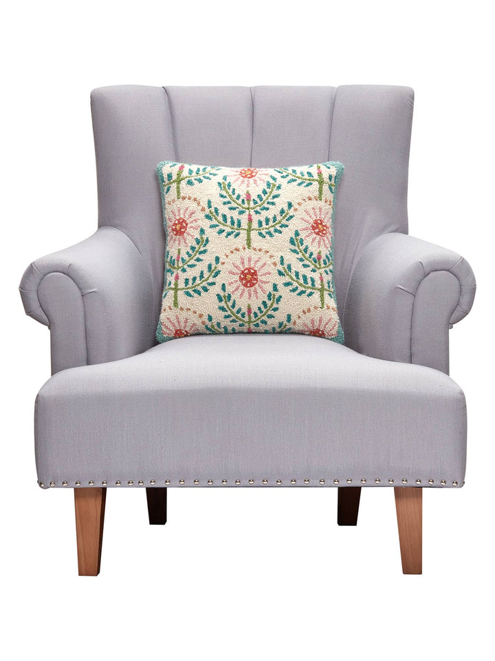 Garden Party Wool Hooked Pillow