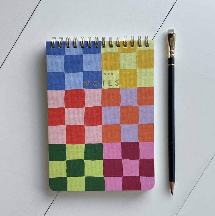 Rainbow Checks Spiral Notepad