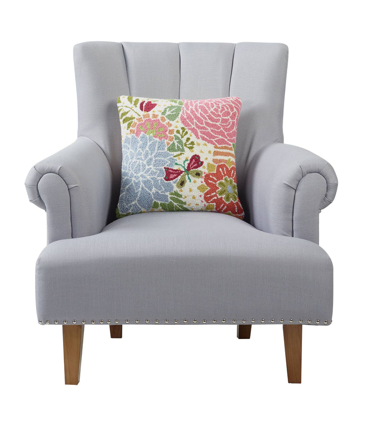 Dahlia Wool Hooked Pillow