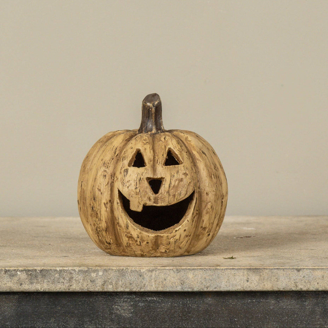 Beige Big Mouth Carved Pumpkin 5.5"